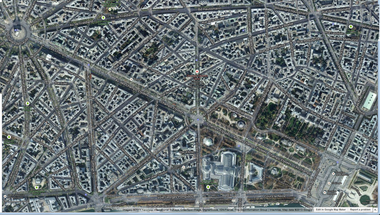 Section of Paris seen from Google Maps