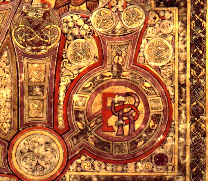 Detail of Illuminated Manuscript, Book of Kells (see text)