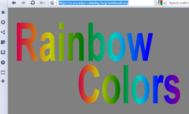 The words "rainbow colors" filled with rainbow colored gradient