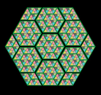 Bigger hexagons out of fractions of a smaller hexagon